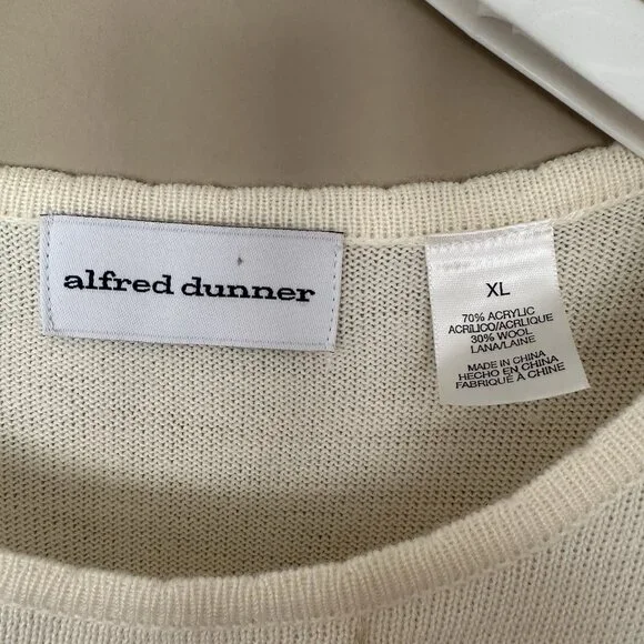 NWT Floral Embroidered Beaded Sweater Women XL Cottagecore Alfred Dunner Ivory - Picture 6 of 8